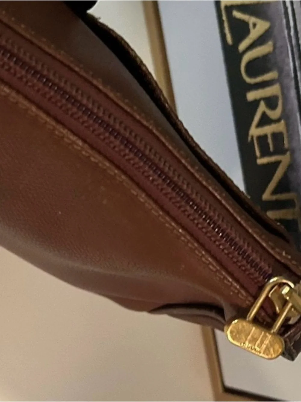 Dunhill Brown Leather Bag clutch Organizer Travel bag
